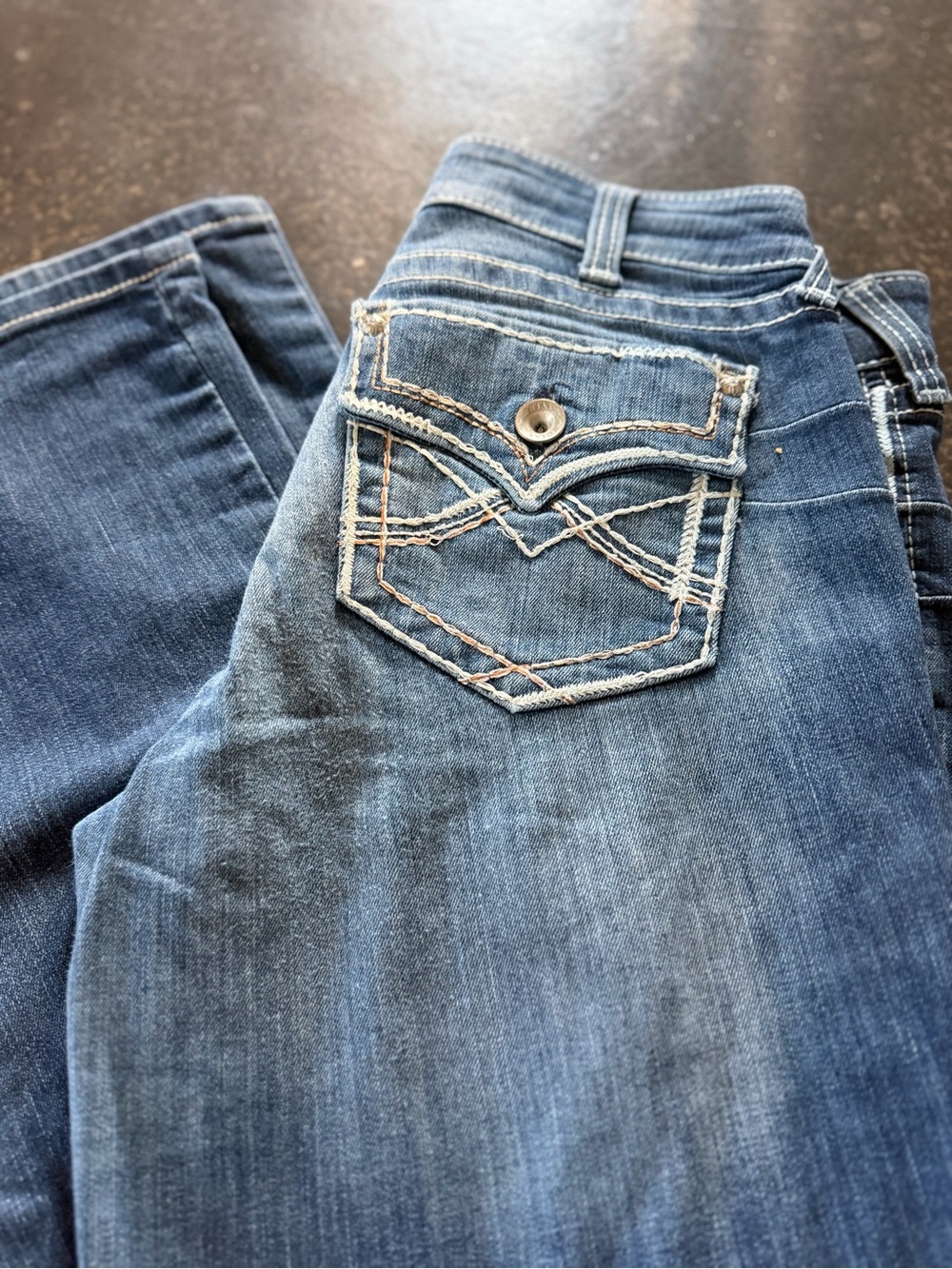 Ariat REAL Denim Womens Bootcut Jeans Size 31L Blue Mid Rise Western - Picture 2 of 12